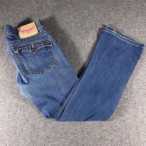 Levis 504 Jeans Womens Jr 11M Blue Slouch Flare Low Rise Stretch Flap Pocket